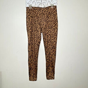 Wonderly Women's Medium Pull On Ponte Leggings Pants Faux Suede Animal Print NEW